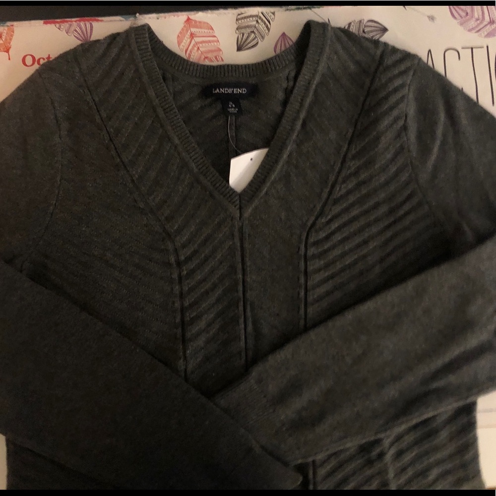 Charcoal Gray Lands End Sweater NWT